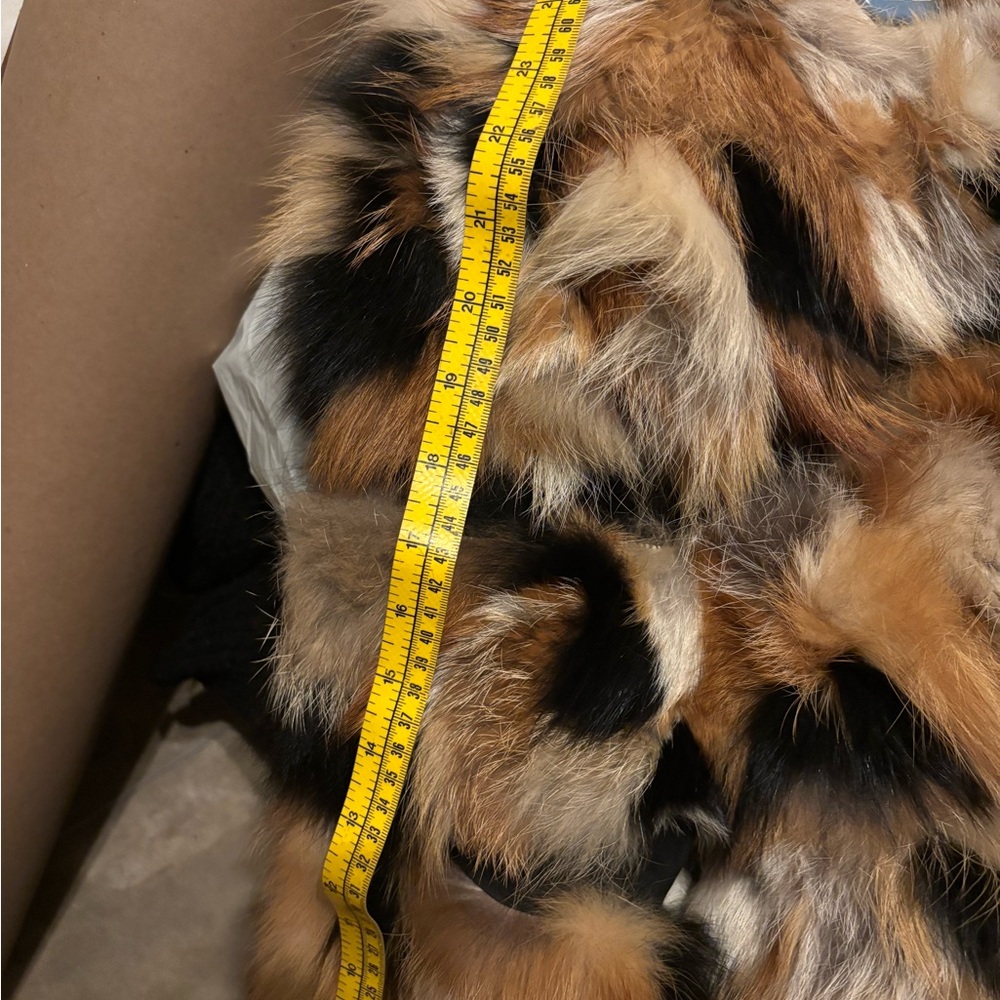 The Jetset Diaries Elegant short calico genuine fox patchwork fur & leather coat - Picture 7 of 16